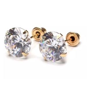 💎.75 CZ in 14k Pure Yellow Stud Earrings